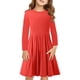 thumbnail image 2 of Odeerbi Niñas Manga Larga A-Vestido de Manga Larga Para Niñas Vestido Acampanado de Primavera Vestido Elástico de Colores Sólidos Vestido de Patinadora Twirly Vestido de Recital Escolar, 2 of 9