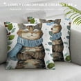 thumbnail image 3 of ARISTURING Spring Cat Sage Green Leaves Pillow Covers Watercolor Eucalyptus Floral Couch Pillow Cases Summer Green Leaf Print White Throw Pillows Home Decor for Room Bedroom Cushion Outdoor, 3 of 5
