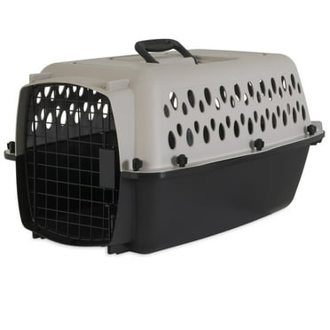 Pet Kennel Small 23" Dog Crate, Plastic Travel Pet Carrier for Pets up to 15 lb, Grey
