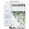 thumbnail image 2 of No Hook Cloth Fabric Shower Curtain with Snap in Liner, Spring Green Leaves Waterproof Shower Curtains Set with See Through Top Window, Watercolor Botanical Eucalyptus Vine Bath Curtains 72"x84", 2 of 6