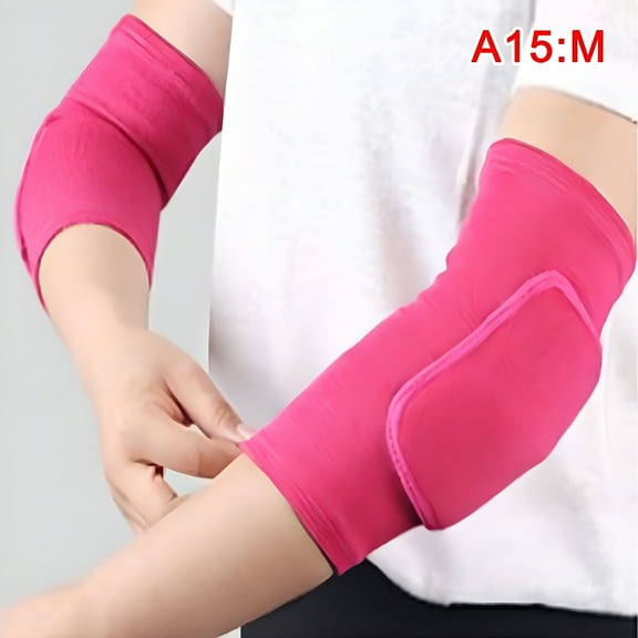 TELOLY 2PCS Elastic Elbow Pads Thickened Sponge Elbow Knee Protectors Guard Basketball Volleyball Sport Arm Sleeve Pad Adults Children