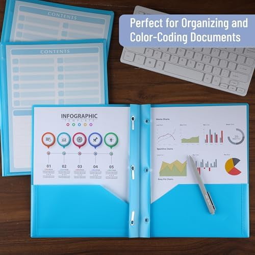- Plastic Folders with Pockets and Prongs, 36 Pack, Letter Size, Blue, Flexible Plastic Folders with Prongs, Clear Front Pocket and Card Slot