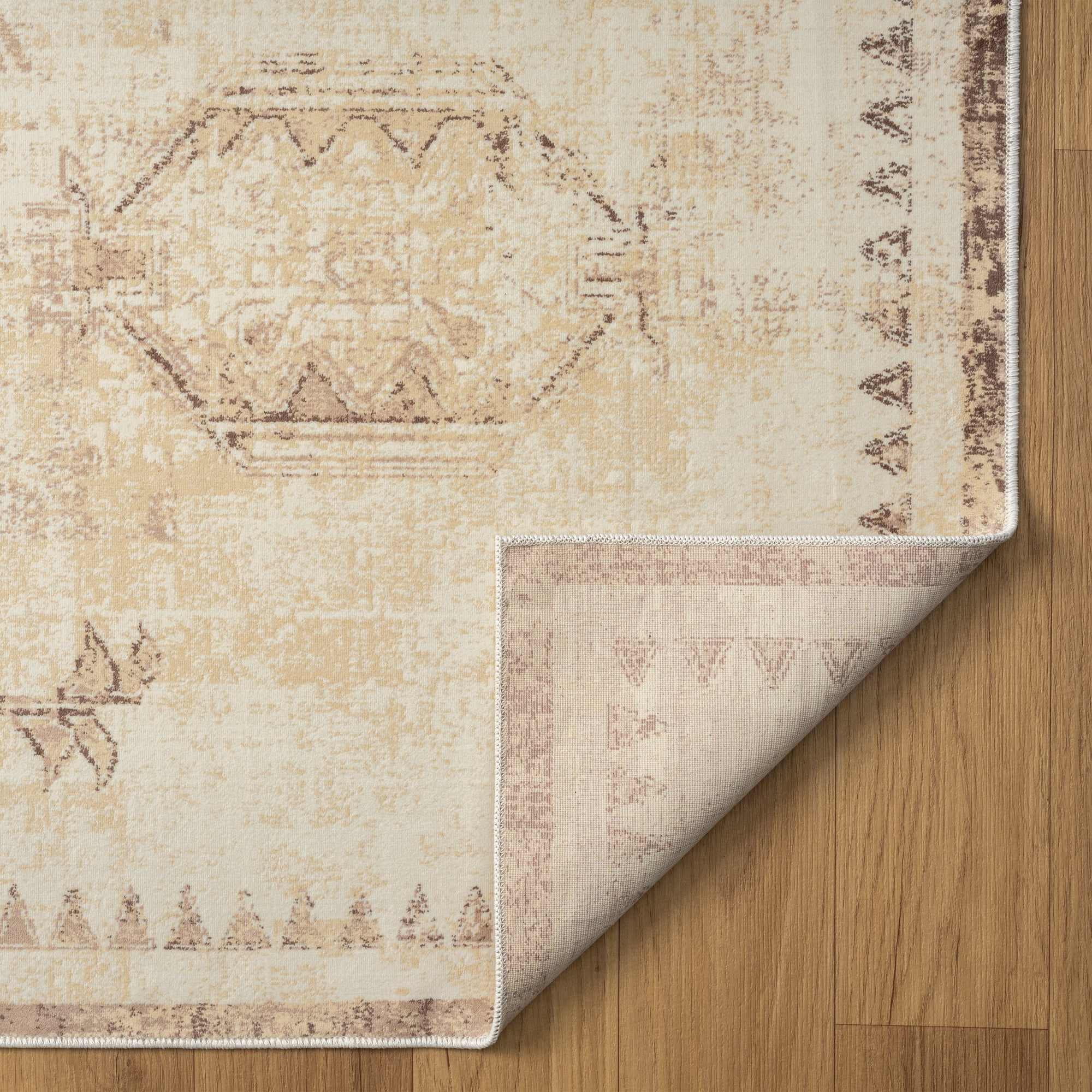 LR Home Brooke 2'8" x 3'10" Beige/Ivory Tribal Waterproof Non-Slip Machine Washable Indoor Area Rug