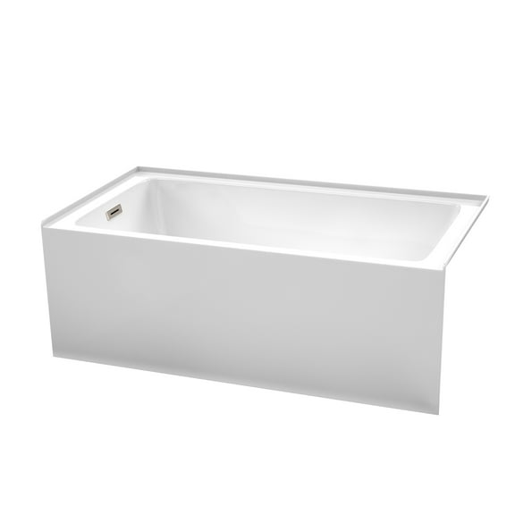 Wyndham Collection WCBTW16032LMBTRIM 60 x 32 in. Grayley Alcove Bathtub with Left-Hand Drain & Overflow Trim in Matte Black, White