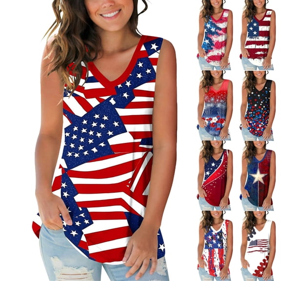 AGWOLF 250 Anniversary USA Tank Tops for Women Summer Casual V Neck Sleeveless Shirt Loose Fit 4th of July Firework Patriotic Tees Dressy Tunic Blouses White XXL