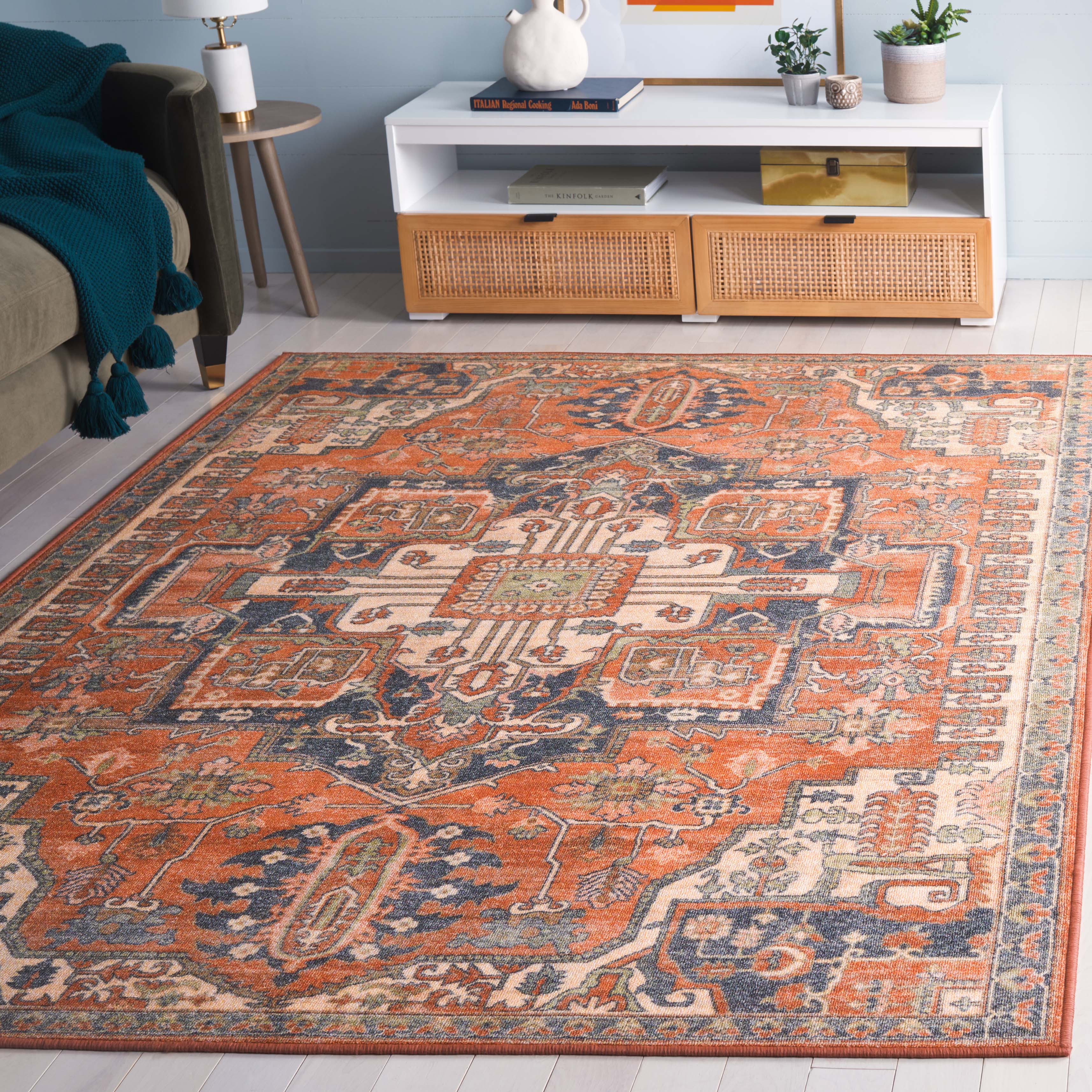 SAFAVIEH Journey Abram Medallion Area Rug, Rust/Navy, 8' x 10'
