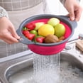 thumbnail image 6 of Gimgong Collapsible Silicone Colander Set, 3-Piece Kitchen Strainer - 2 x 4 Quart, 1 x 2 Quart (Green, Blue, Purple), 6 of 8