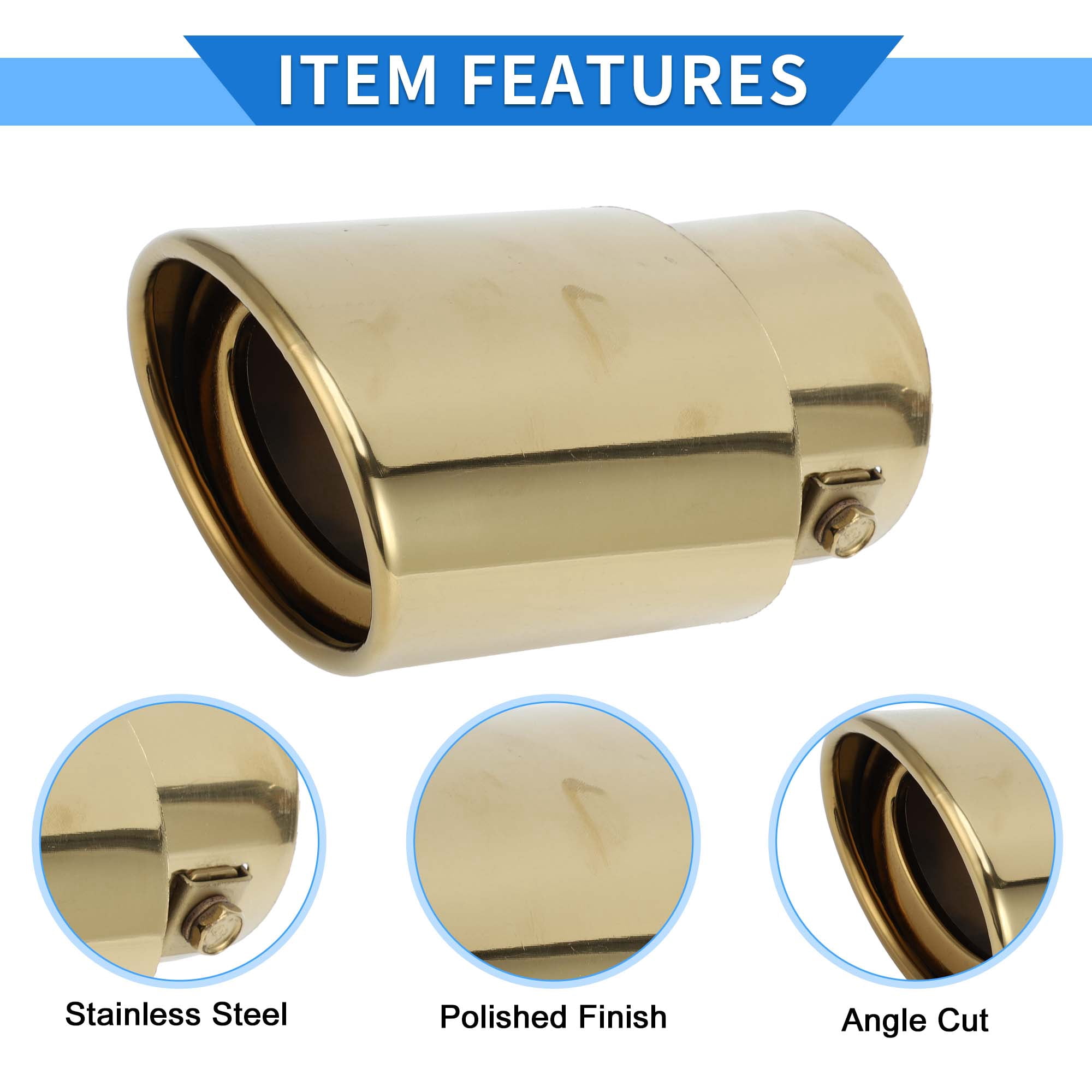 Unique Bargains Slant Exhaust Tip, 1.3" - 2.4" Inlet 3.4" Outlet 5.8" Length Universal