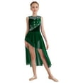 thumbnail image 3 of vastwit Girls Sleeveless Lyrical Dance Dress Lace High Low Skirt Leotard Ballet Modern Contemporary Dancewear Green 16, 3 of 5