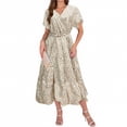 thumbnail image 2 of WILLBEST Vestidos de Mujer 2025 Nuevo Vestido Largo con Estampado de Encaje, Manga Corta, Cuello En V y Abertura con Lazo Extra Grande, 2 of 4