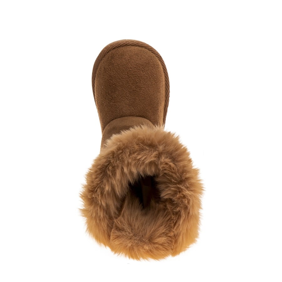 Josmo Girls Classic Simple Faux Fur Cozy Winter Boots - Wheat, 13