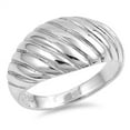 thumbnail image 1 of Domed Grooved Wave Wide Statement Ring .925 Sterling Silver Band Jewelry Female Male Unisex Size 8, 1 of 4