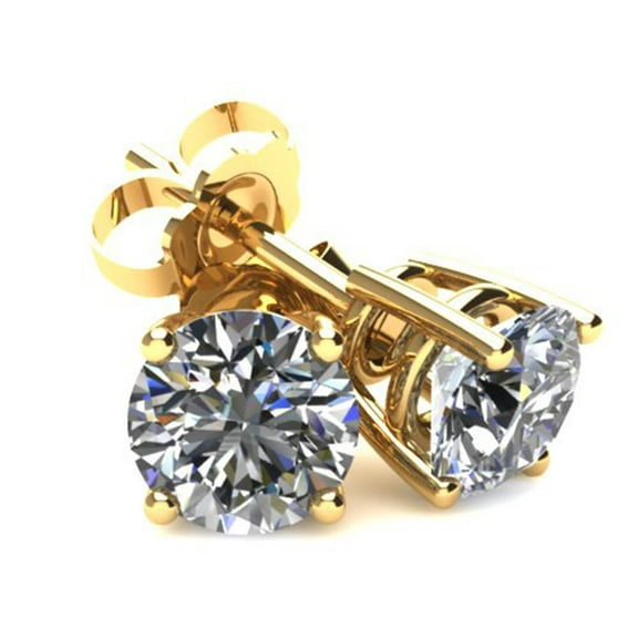 Pompeii 1/3Ct Round Brilliant Cut Natural Diamond Stud Earrings in 14K Yellow Gold