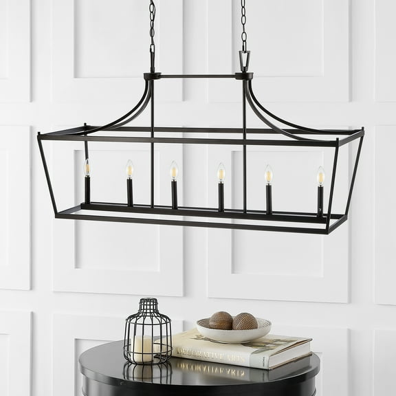 SAFAVIEH Aroris 6 Light Industrial Pendant, Bronze Black