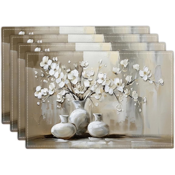 Farmhouse Flower Placemats Set of 4 Rustic Floral Table Mats Country Washable Place mats for Party Kitchen Dining Decoration 12x18 Inch