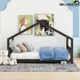 thumbnail image 3 of Bellemave Full Size House Bed,Wood Platform Bed with Headboard and Footboard, House Floor Bed with Roof and Slat  (Espresso,Full), 3 of 9