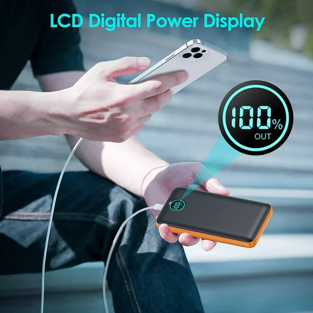 Wireless Portable Charger 30,800mAh 15W Wireless Charging 25W PD QC4.0 Fast  Charging Smart LCD Display USB-C Power Bank, 4 Output External Battery