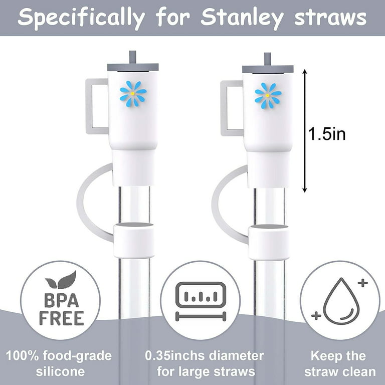 Straw Covers Cap for Stanley Cup, 5Pcs Silicone Straw Toppers