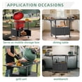 thumbnail image 4 of Outdoor Grill Table for Big Green Egg Style BBQ, Metal Grill Cart with 2 Folding Panels, Compatible with up to Large Green Egg, Kamado Joe Jr, 4 of 6
