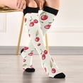 thumbnail image 5 of FORMRS Womens Knee High Socks Casual Long Thick Travel Daily Wear, 1 Pair, Red Cherry, 5 of 6