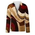 thumbnail image 4 of Pompotops Women Print Long Sleeve Zipper Turn-down Collar Blouse Pullover Tops Shirt, 4 of 5