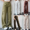 thumbnail image 4 of CENL Women Loose Cargo Pant Waist Wide Leg Straight Jogger Trousers with Pockets, 4 of 7