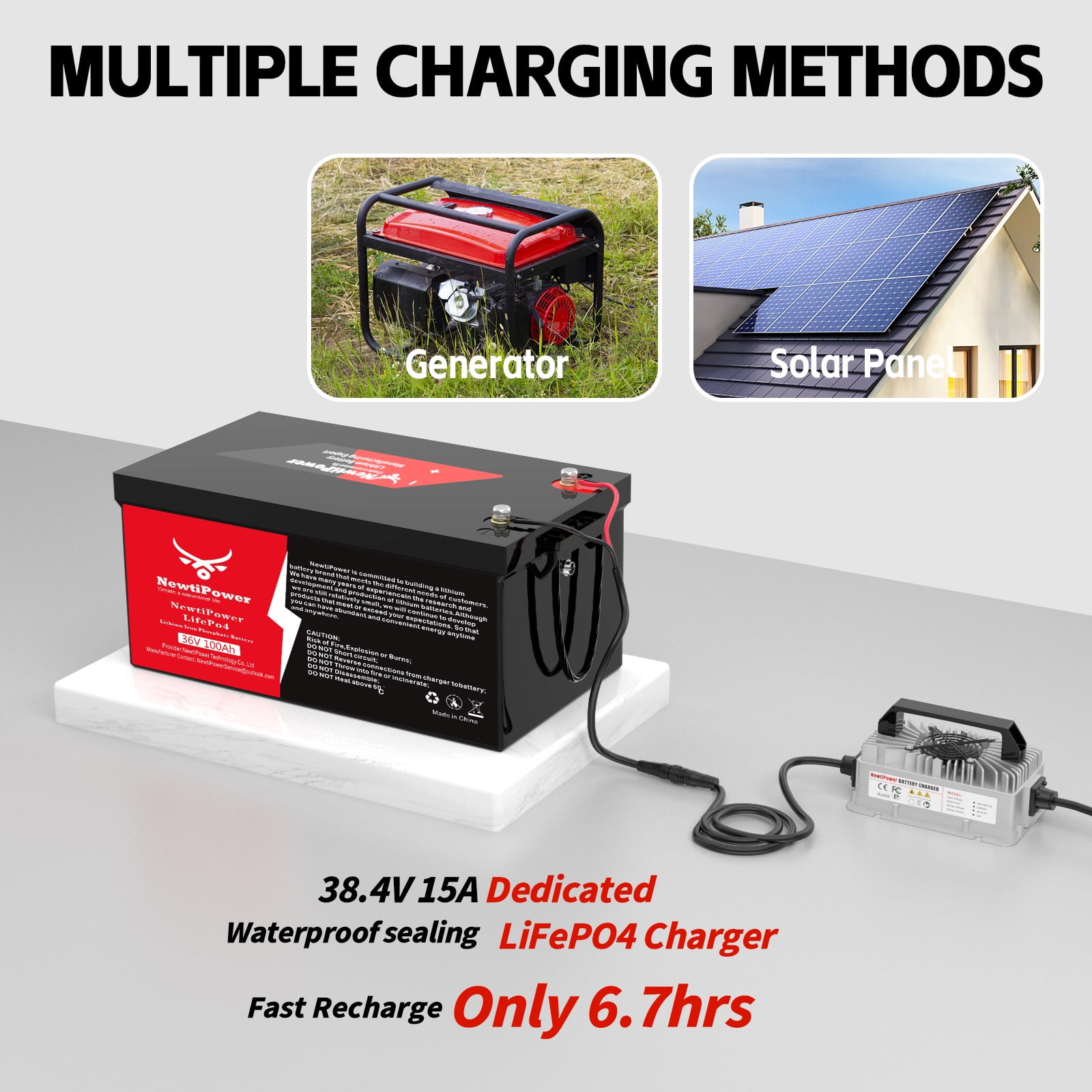 36V 100Ah LiFePO4 Lithium Battery 2000A BMS,NewtiPower 10000+ Deep Cycle Lithium Iron Phosphate Battery Great for Golf Cart, RV, Marine and Off Grid Applications