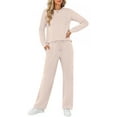 thumbnail image 3 of Fantaslook Two Piece Lounge Sets for Women Fall Outfits Long Sleeve Tops Wide Leg Pants Matching Sets Vacation Travel Outfits, 3 of 10