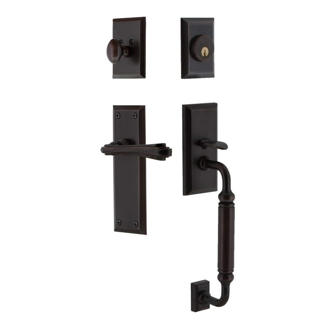 Nostalgic Warehouse New York Plaque C Grip Ensemble d'Entrée Levier Fleur en Bronze Intemporel