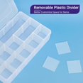 thumbnail image 3 of COSICS Storage Box with Dividers, 15-Grid Extra Large Plastic Storage Case for Nail Art Decoration, Clear Fake Nail Organizer Container with Lids for Acrylic Nails Tip, Rhinestone, Bead, Charm, Craft, 3 of 7