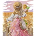thumbnail image 1 of (RA483) Hilo Algodón Ecológico Bordado No Manchú 14CT 2 Hebras Impresión 30*34 Cm Kit Serie Personajes Punto Cruz Niña Girasol (borde Gancho), 1 of 9
