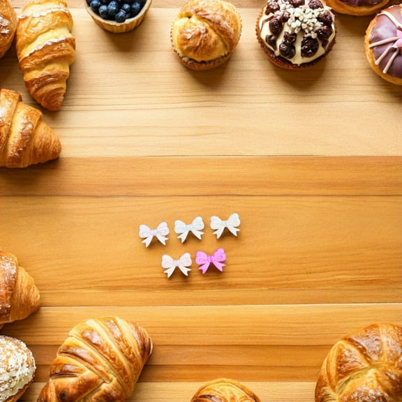 LOLIPPYY 50Pcs Bow Cake Topper Set Acrylic Transparent Bowknot Decorations for Party Desserts