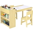 thumbnail image 2 of Kids Art Table Set, with Storage Shelves, Table and Chairs Set, for Crafting, Drawing, Children's Wooden Furniture for Classroom, Nursery ,Classroom, Wood Color, 2 of 7