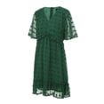 thumbnail image 3 of SAYOO , vestido de chifón de verano para mujer, vestido informal de media manga con cuello en V y estampado de puntos de Color sólido para fiesta SAYOO  Moda, 3 of 9