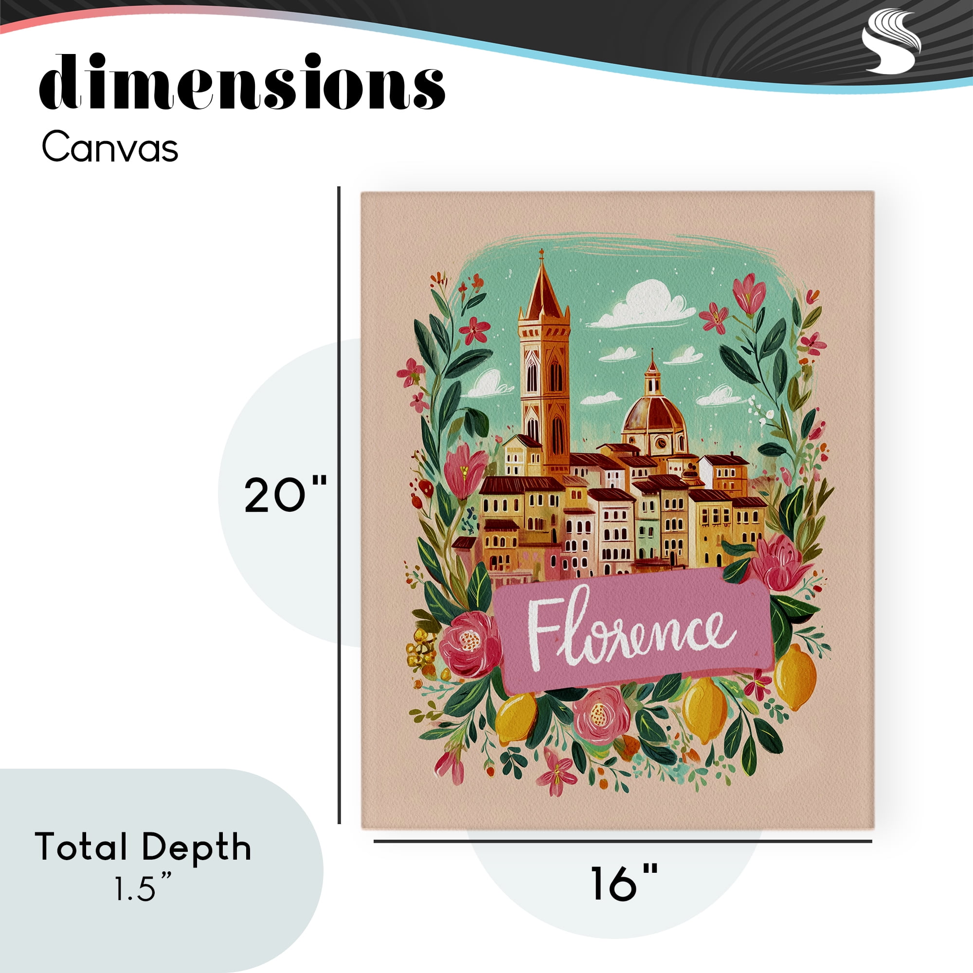 Floral Bordered Florence Canvas Wall Art, design by Yen