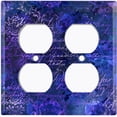 thumbnail image 3 of Metal Light Switch Plate Outlet Cover (Blue Wallpaper Letter Damask LET005), 3 of 13