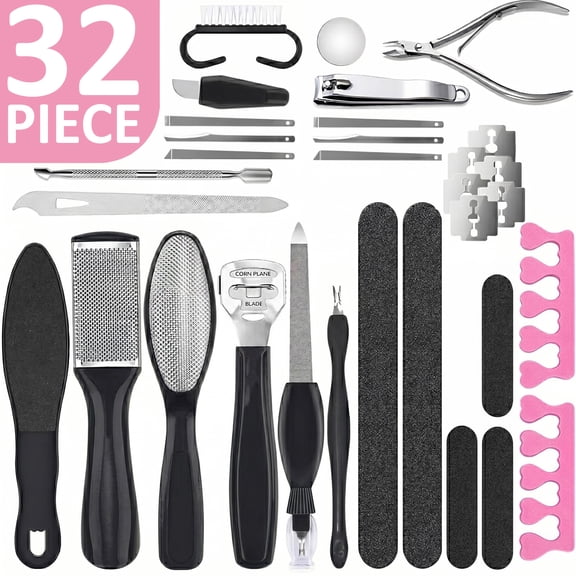 Dr. Entre's 32-Piece Professional Pedicure Kit: 32 Pedicure Tools Supplies Set, Callus Remover for Feet, Foot File, Nail File Buffer, Foot Spa Products, EntreFeet