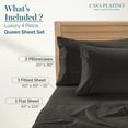 thumbnail image 3 of Casa Platino 100% Egyptian Cotton Queen Sheets Set – Naturally Cooling & Breathable Queen Sheet, Premium Hotel Sateen Luxury Finish, Machine Washable, 15” Deep Pocket – Charcoal, 3 of 7