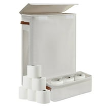 2-Piece Set Toilet Paper Basket with Lid and Wheels, Toilet Paper Storage Holder Free Standing for Bathroom, RV Closet, Toilet Tissue Storage Bin with Handle  (Beige)