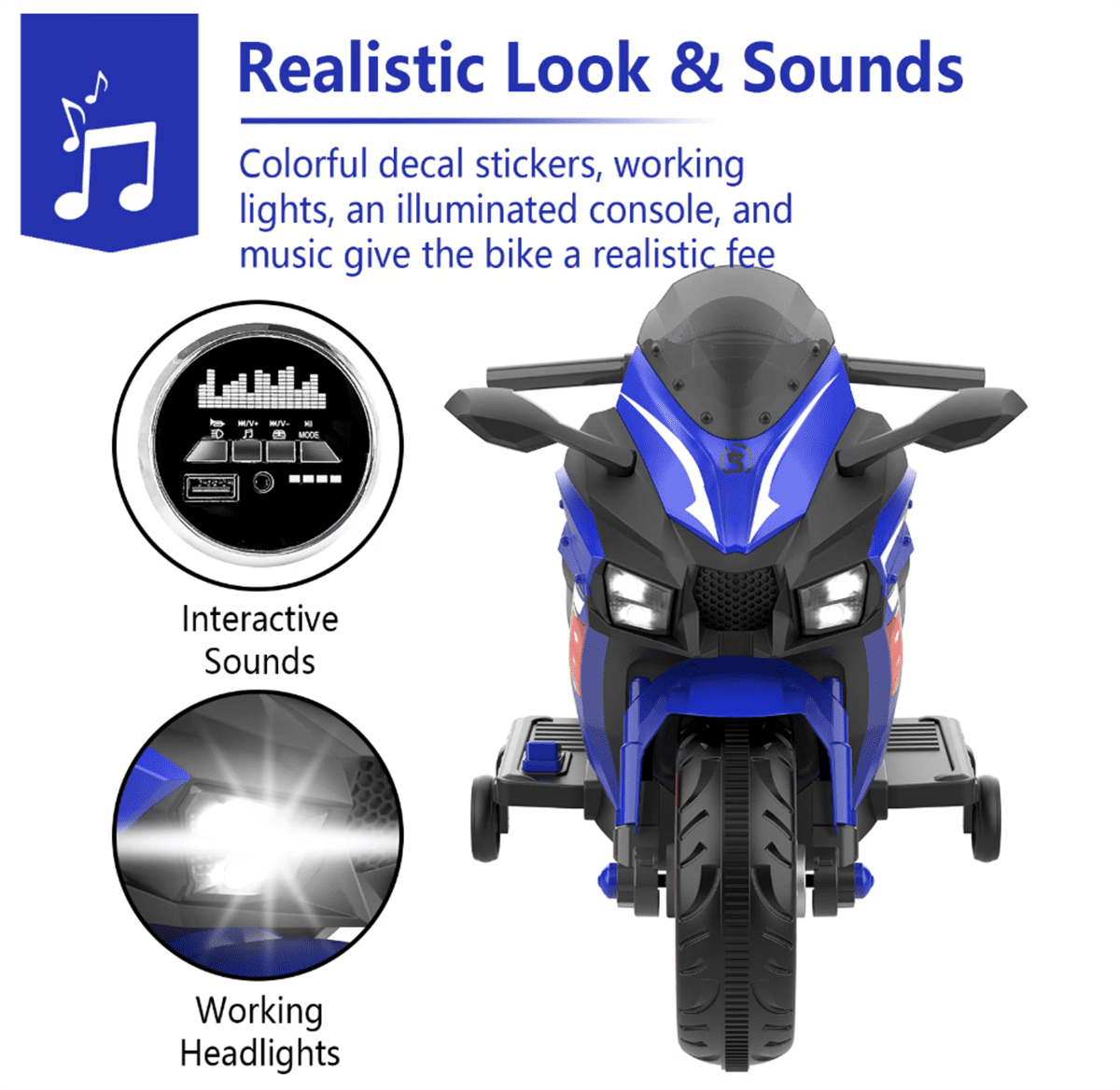 Zogymoz 12V Ride on Motorcycle for Kids, Electric Motorcycle with Remote Control, Powered Ride-ons Toy Gifts