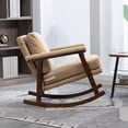 thumbnail image 4 of Paproos Rocking Chair, Paproos Velvet Upholstered Rocker Chair, Glider Rocker Accent Chair with Cushion, Rocking Chair for Nursery, Armchair Reading Chair for Living Room Bedroom, Khaki, 4 of 6