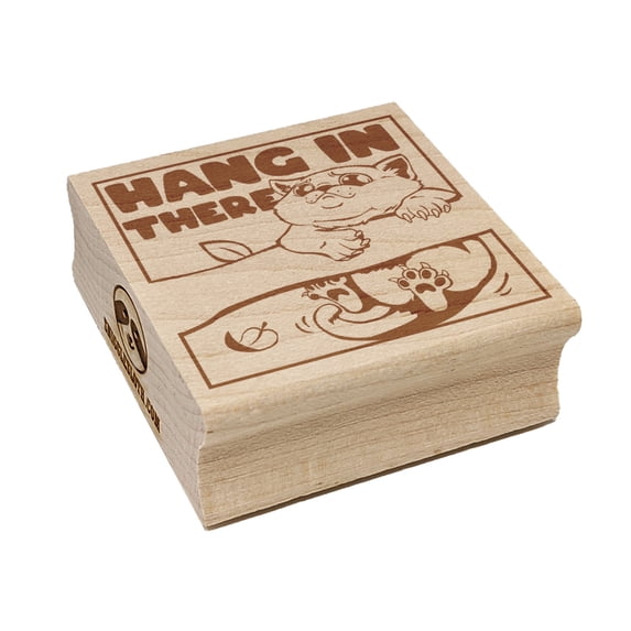 Hang in There Cat Square Rubber Stamp Stamping Scrapbooking Crafting - Large 2.75in