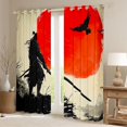 thumbnail image 2 of Manfei Ink Samurai Black Out Curtains for Home, Red Sun Crow Curtains Pack of 2 (42x63 Each) for Office, Black Red Beige, 2 of 6