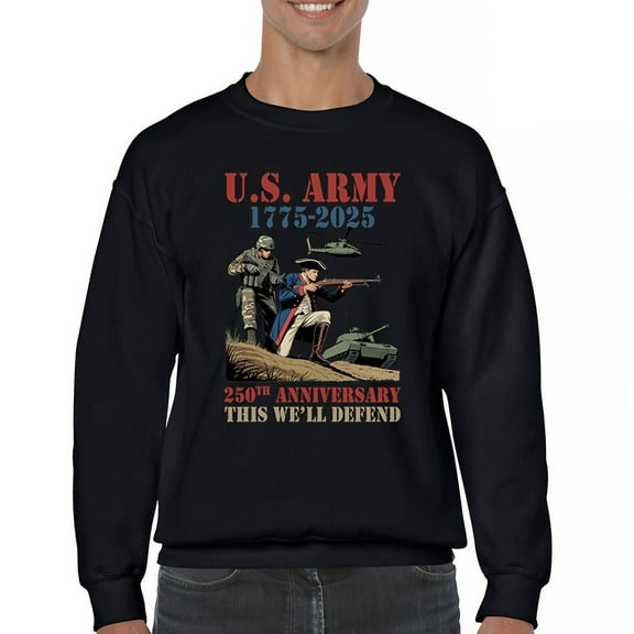 US Army 250 Anniversary Crewneck Sweatshirt Military Veteran DD 214 Patriotic
