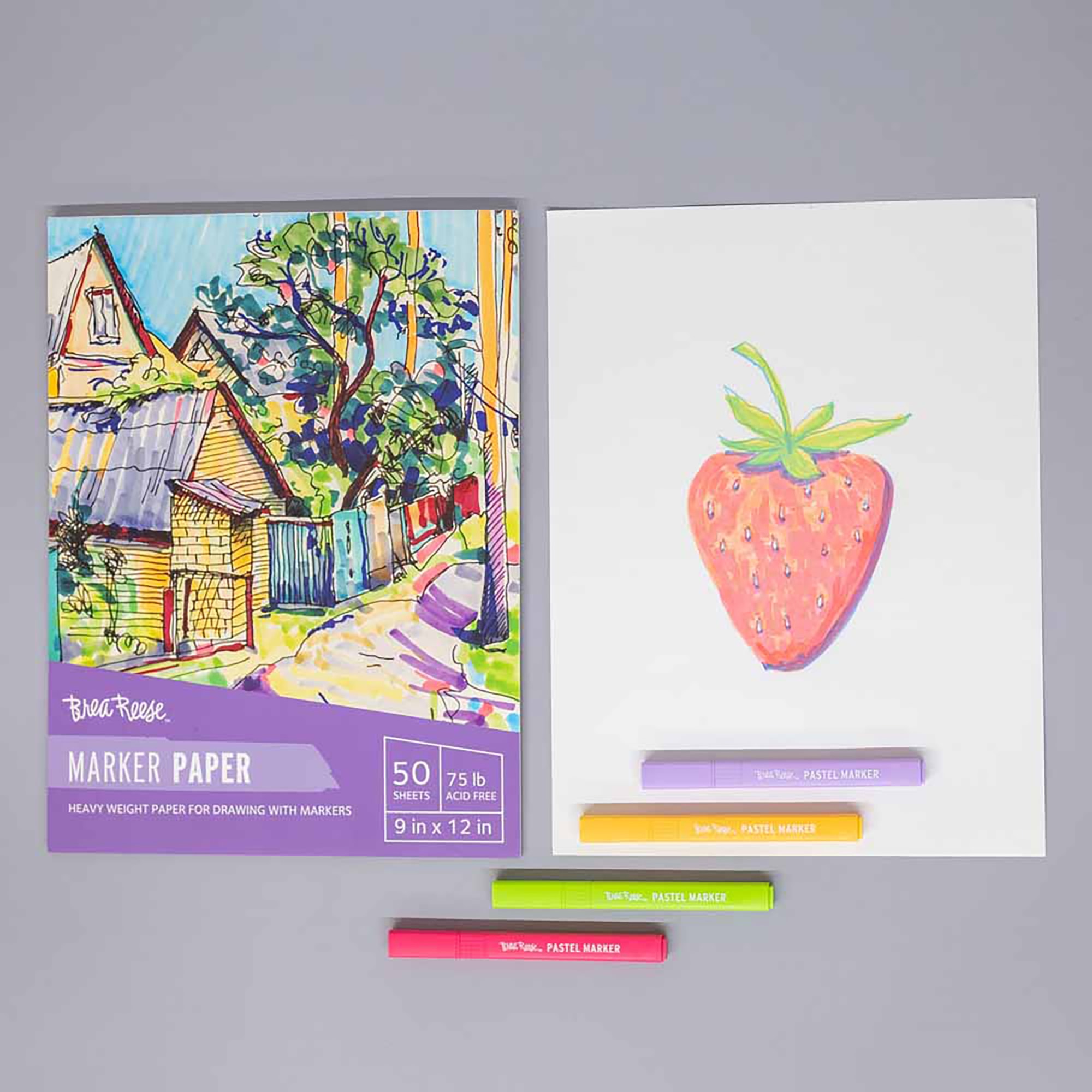 Brea Reese: Marker Paper Pad 50 Sheets - 9x12" - 75lb, Acid-Free, Durable & Smooth Surface, Perfect for Blending Markers, Adult Art Supplies