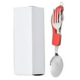 thumbnail image 1 of 4-In-1 Camping Utensils, Portable Stainless Steel Spoon, Fork, Knife & Bottle Opener Combo Set - Travel, Backpacking Cutlery Multitool, Red, 1 of 5