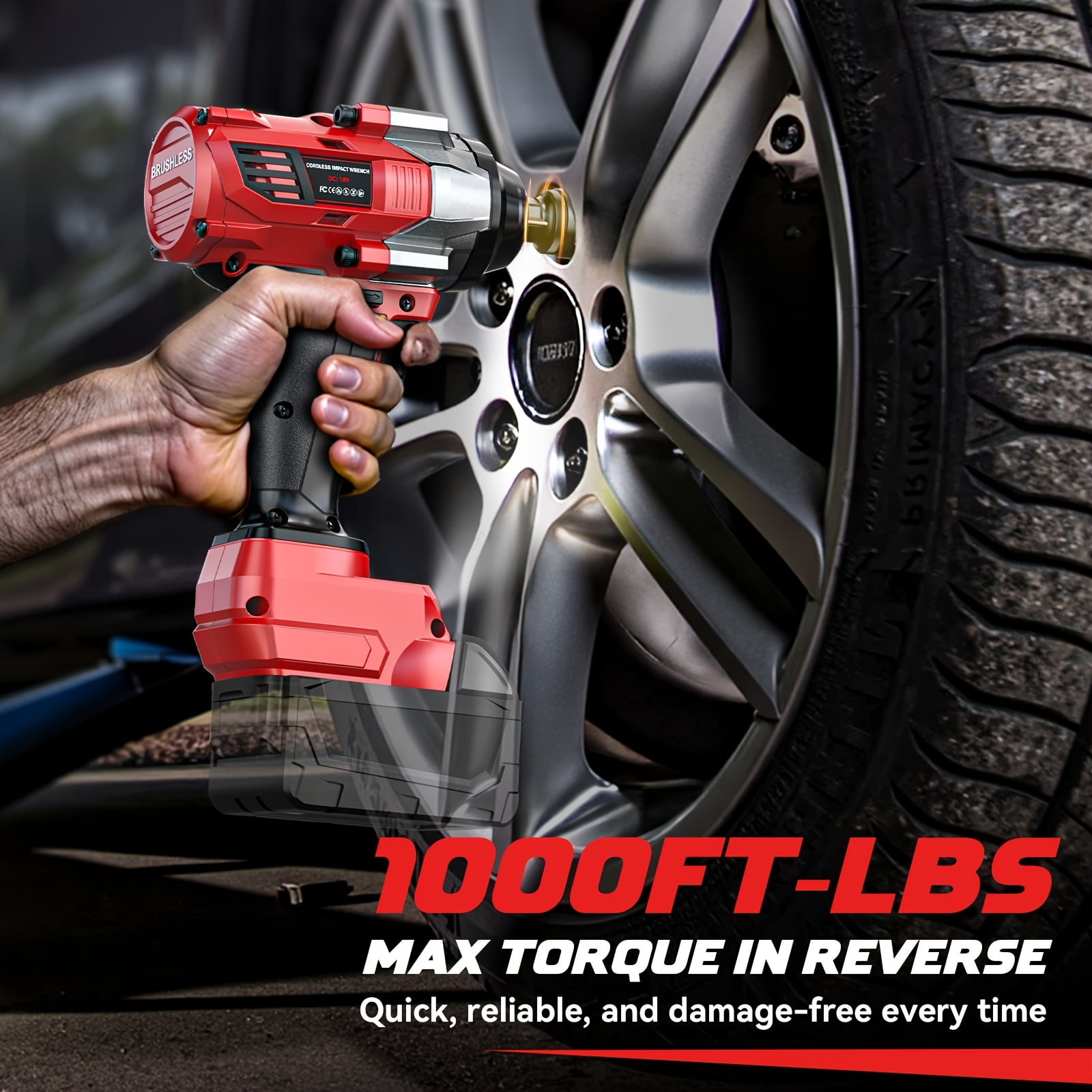 Cordless Impact Wrench 1/2” Compatible with Milwaukee 18v Battery(Bare Tool), 1000FT-LBS High Torque Impact Driver, Electric Impact Gun with LED Light, Variable Speeds, 4-Speed Control