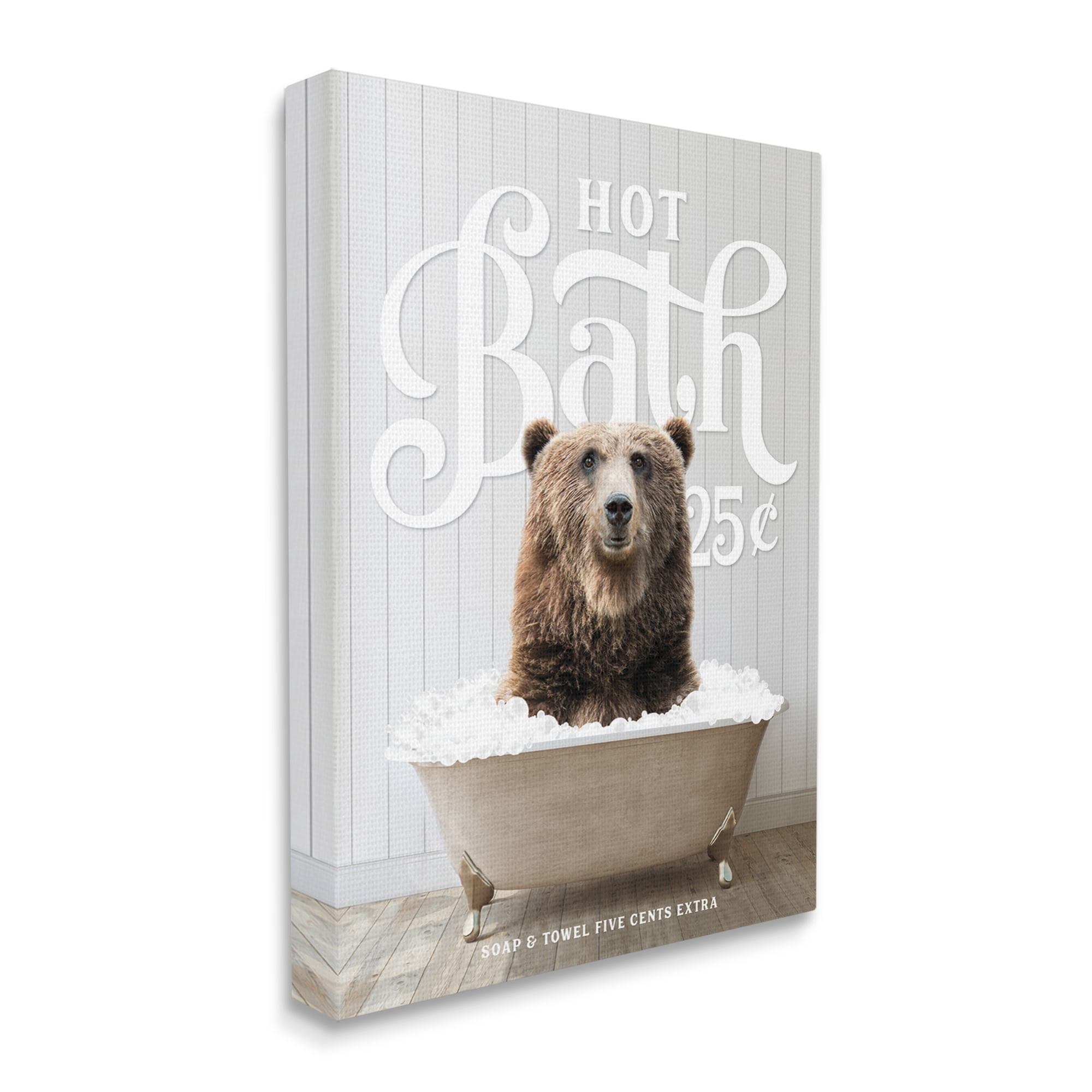 Stupell Industries Vintage Bathroom Bear Ad Animals & Insects Painting Gallery Wrapped Canvas Print Wall Art, 16 x 20