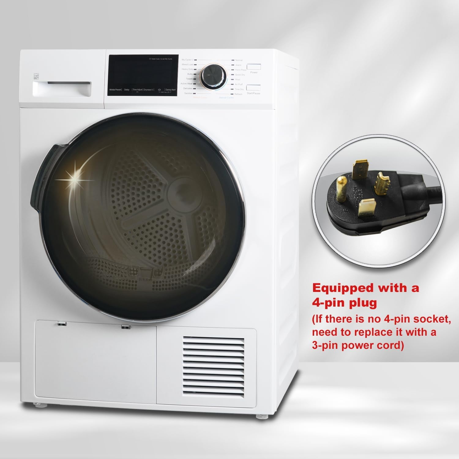 Smeta Ventless Heat Pump Front Load Clothes Dryer Electric 4.4 Cu ft Wrinkle Care, 10KG Load, 120V