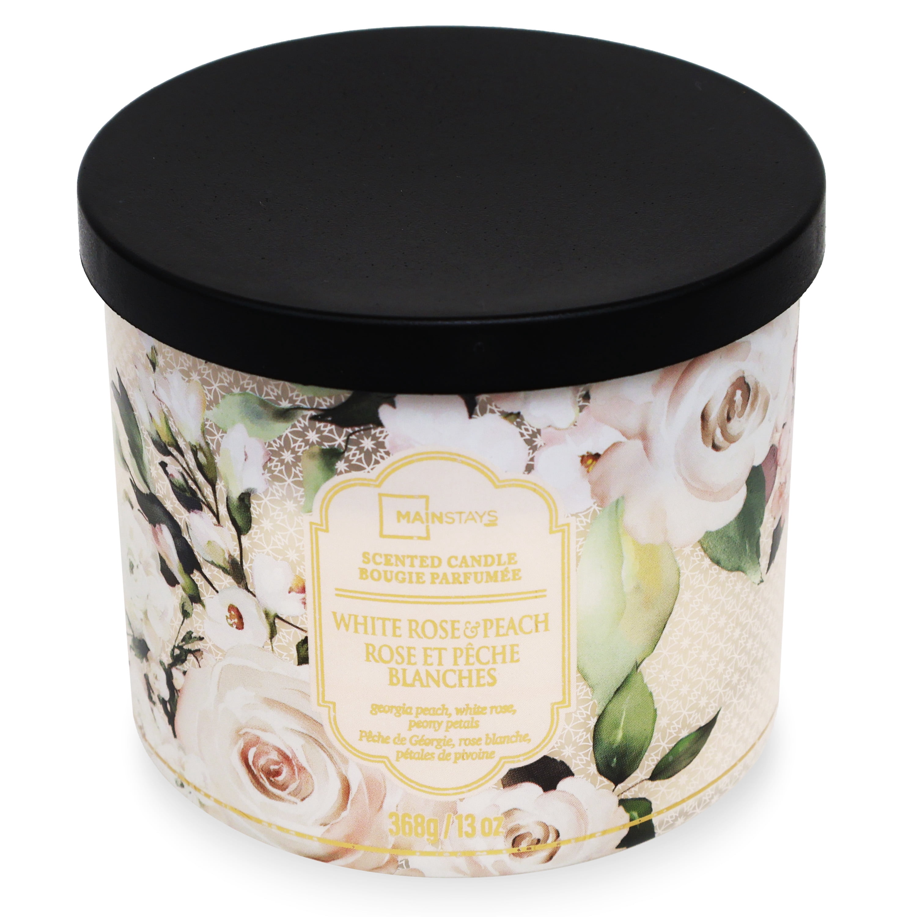 Mainstays 3-Wick Candle Greatful & Blessed Mother's Day Wrap with a White Rose & Peach Fragrance, 13-Ounce